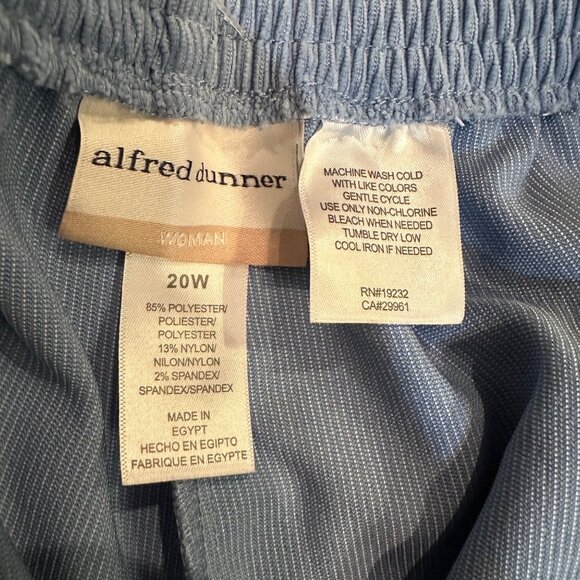 ALFRED DUNNER WOMENS 20W BLUE CORDUROY PULL ON PANTS CLASSIC FIT COMFORT - Picture 8 of 10